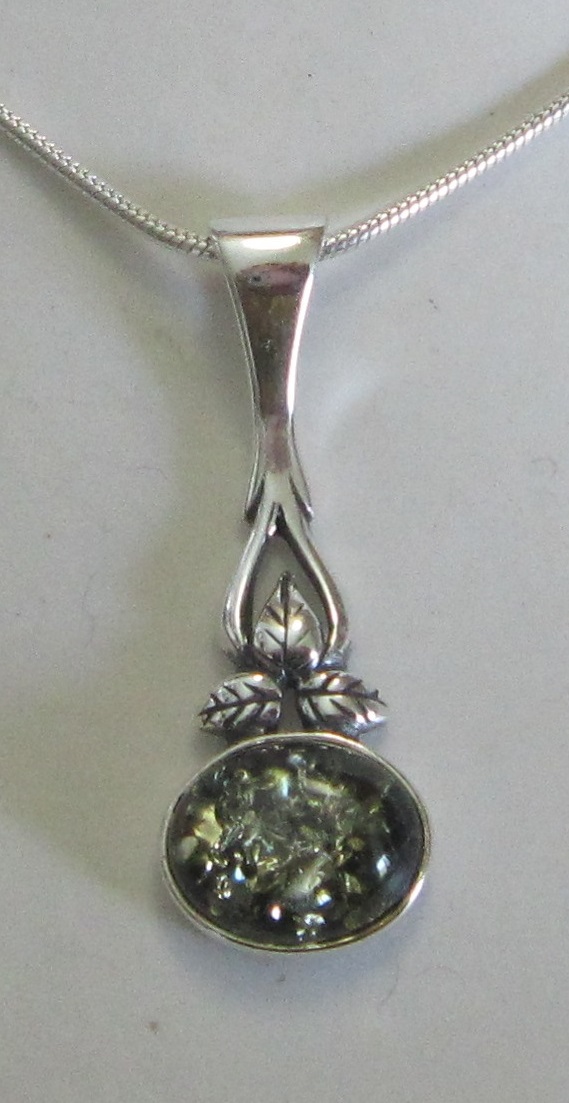 Forgotten Forest Moss Amber necklace