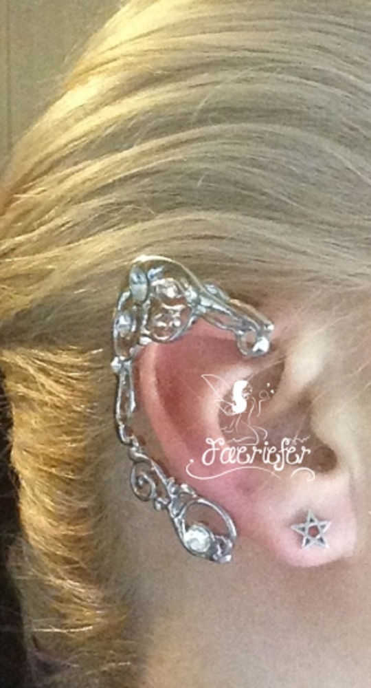 Faerie Elven crystal Ear cuffs in silver or gold