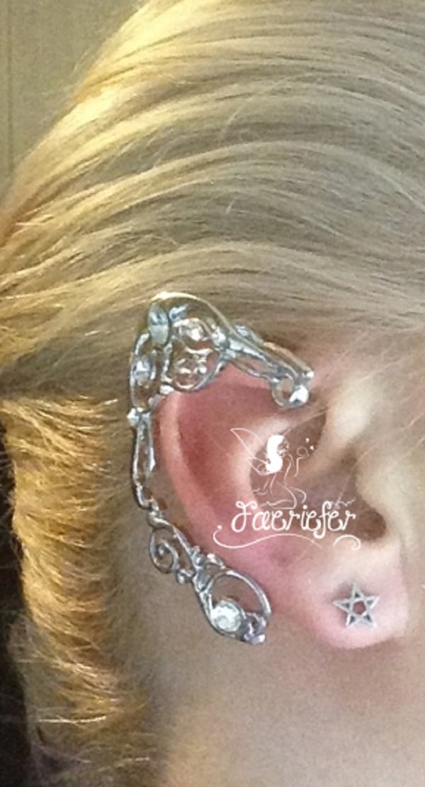 Faerie Elven crystal Ear cuffs in silver or gold