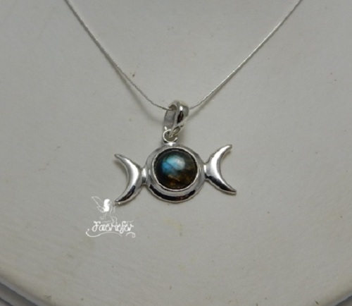 Labradorite Triple Moon necklace with Hidden Pentagram