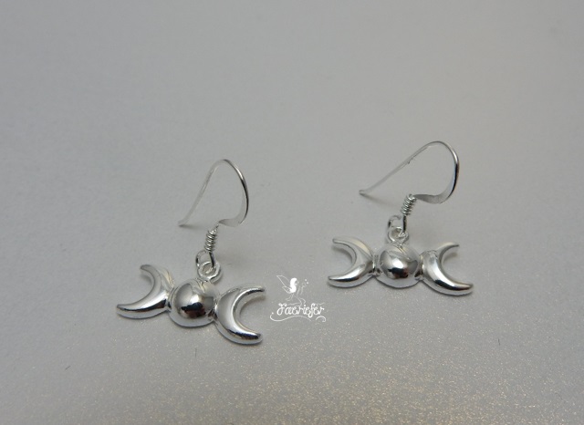 Silver Triple Moon drop Earrings