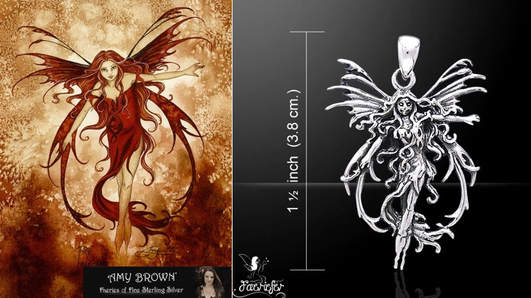 Fire Element Fairy Pendant by Amy Brown fantasy fairy artist