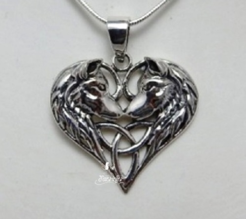 Stunning 925 Sterling Silver Wolf Heart pendant designed by Lisa Parker.