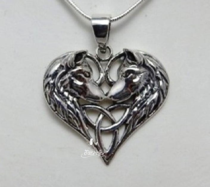 Stunning 925 Sterling Silver Wolf Heart pendant designed by Lisa Parker.