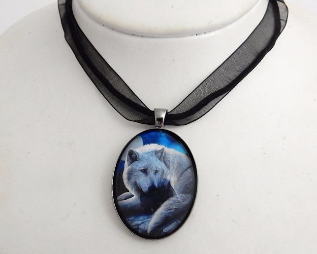 Guardian Of The North glass cabochon necklace by Lisa Parker