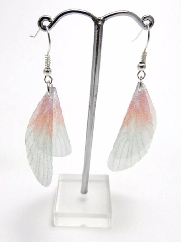 Enchanting Fae Wing Earrings - Peach