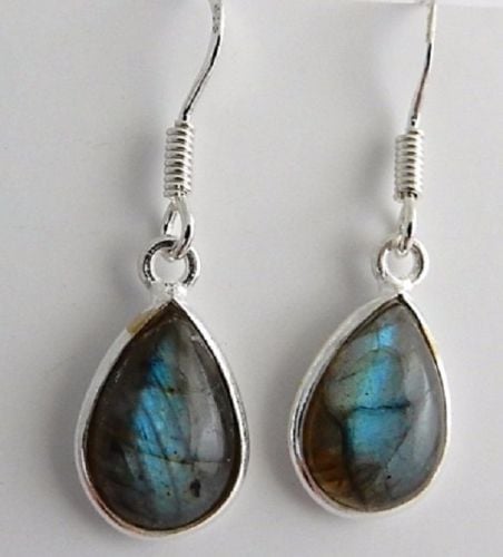 Dark Side of The Moon Labradorite Teardrop Earrings