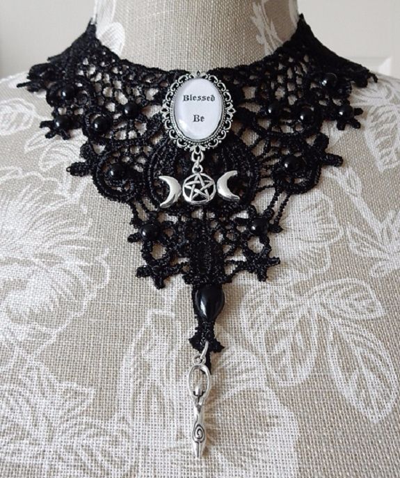 Wiccan Goddess lace necklace choker