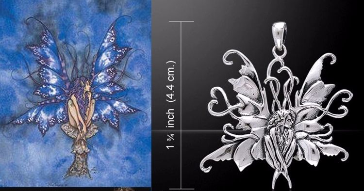 Amy Brown Blue Fairy Pendant Just Like Silver