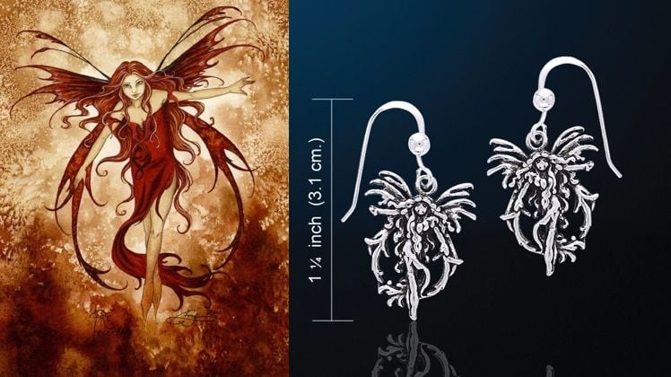 Amy Brown Fire Element Fairy Earrings Just Like Silver