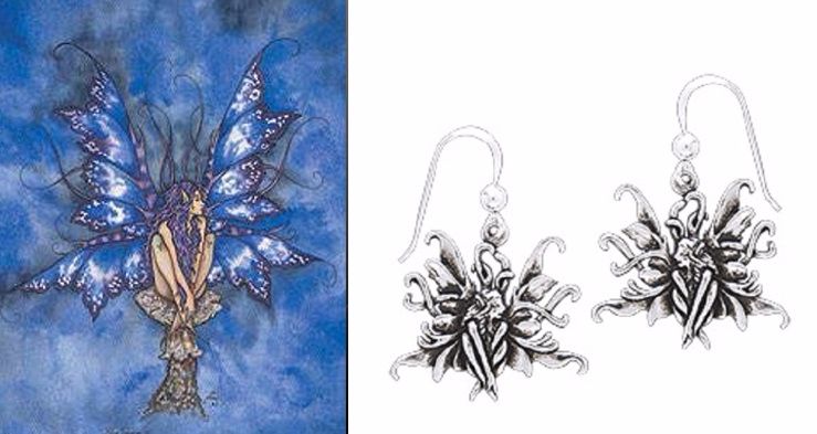Amy Brown Blue Fairy Earrings Just Like Silver
