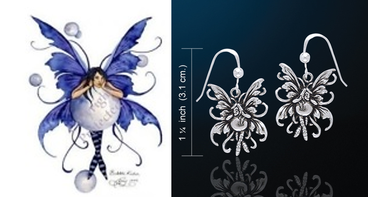 Amy Brown Bubble Rider Fairy Earrings Just Like Silver