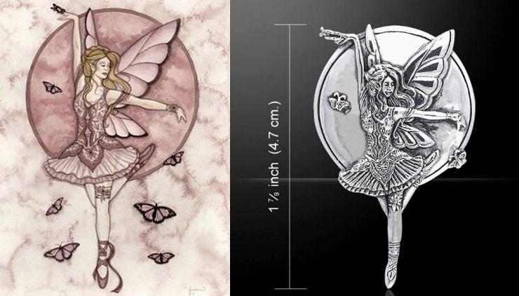 Mauve Dream Fairy pendant by Jessica Galbreth sterling silver