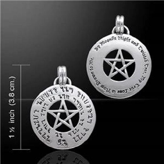 Love Spell Pentagram sterling silver Wicca Pentacle Rune Pendant