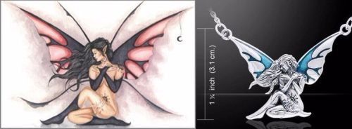 Dark Wings Fairy Necklace by Jessica Galbreth