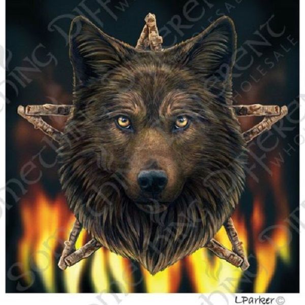 Wild Fire Wolf Lisa Parker greetings card