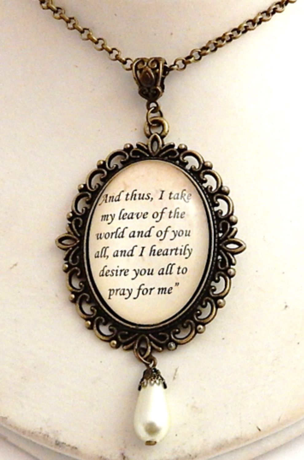 Queen Anne Boleyn last words quote necklace