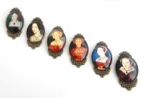 Henry VIII six wives brooch pin -  individual piece - Catherine of Aragon, Anne Boleyn, Jane Seymour, Anne of Cleves, Howard, Parr