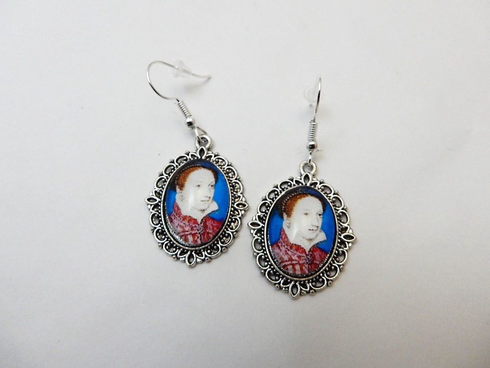 Mary Queen Of Scots earrings - historical portrait jewellery - miniature po