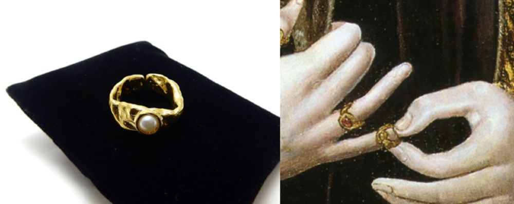 King Richard III Medieval Ring - raw brass ring with faux pearl - Plantagen