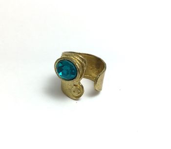Medieval Ring blue zircon or emerald stone