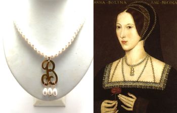 Anne Boleyn Initial B Necklace - fancy cut B version