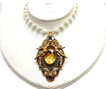 Renaissance Golden Cherub Necklace
