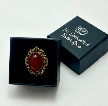 King or Queen's Ring - oval filigree carnelian