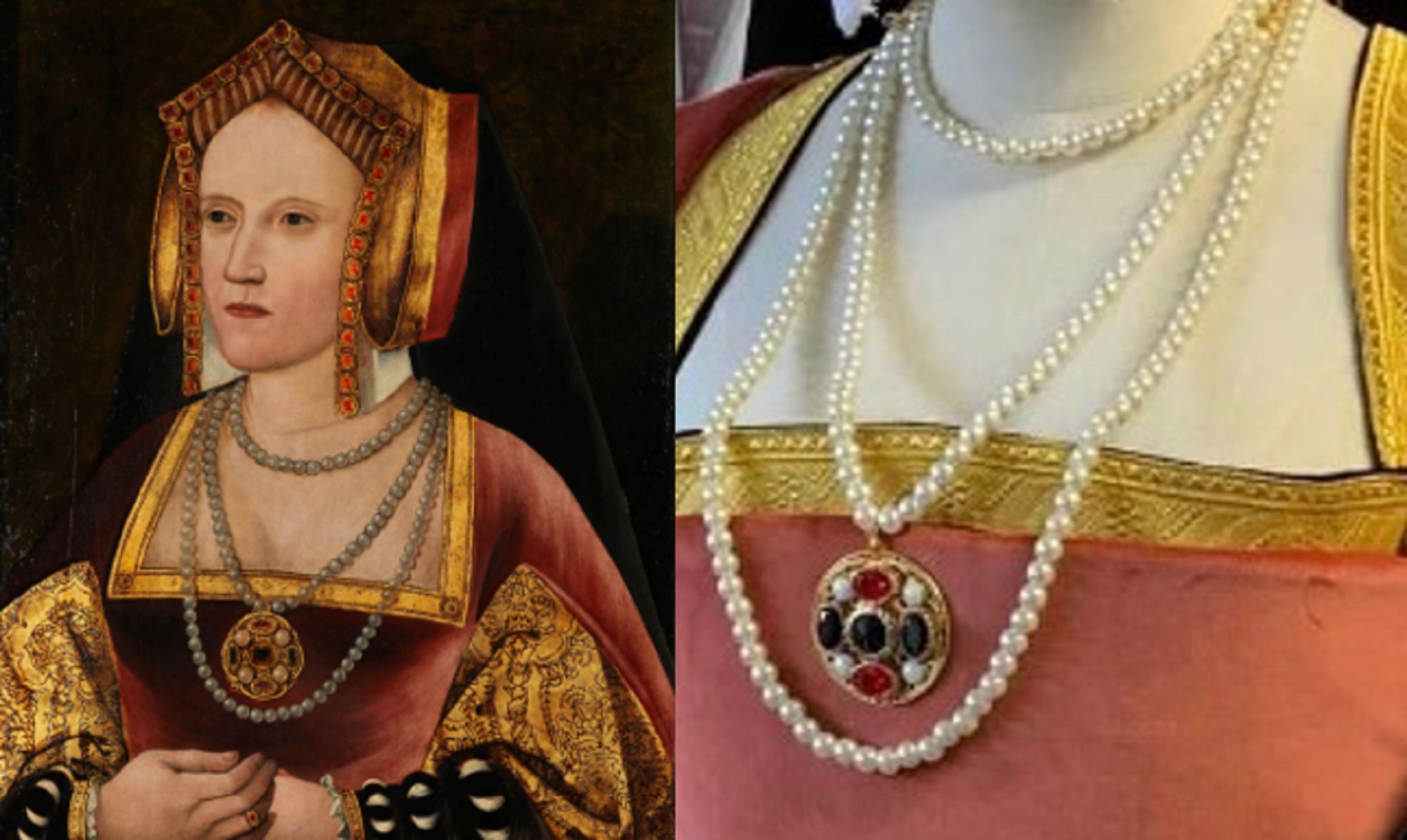 catherine of aragon portrait necklace set