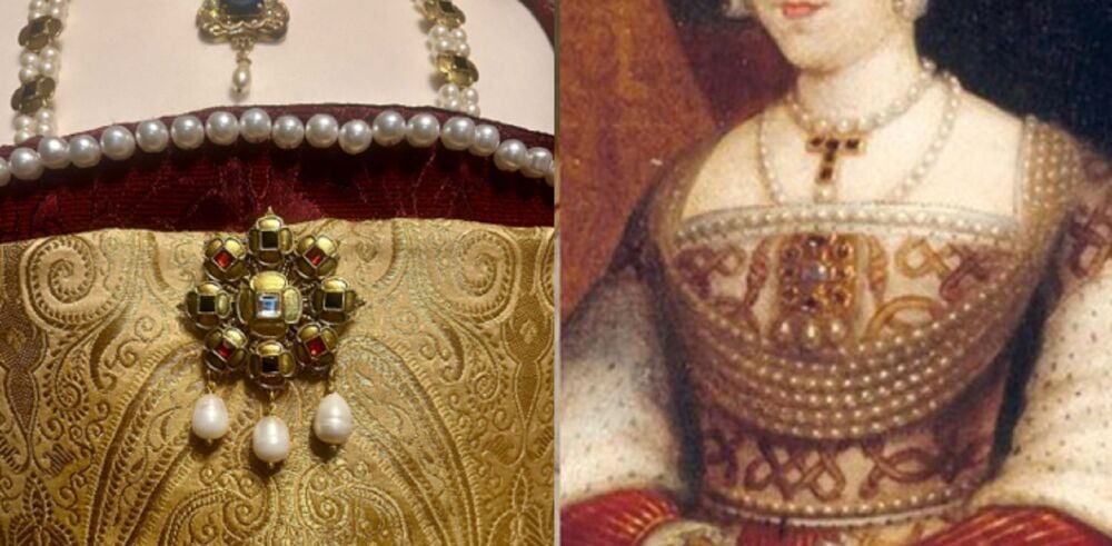 Jane Seymour Portrait replica brooch pin, ‘The Whitehall Mural’ by Hans Hol