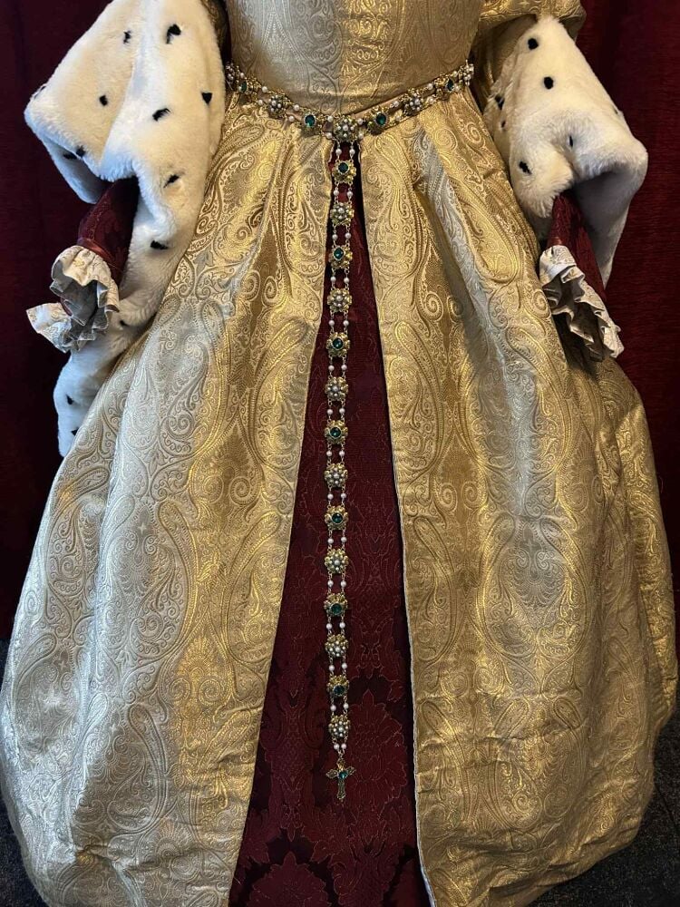 Tudor Green Girdle Belt, pearls and crystal
