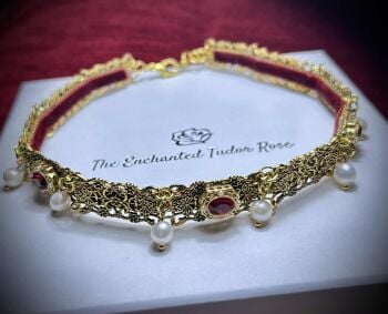 Hand crafted 16th Century German style collar with natural freshwater pearls, inspired by the art of Lucas Cranach