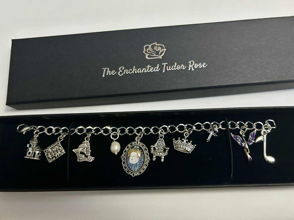 Queen Elizabeth 1st Charm Bracelet, Tudor Queen jewellery