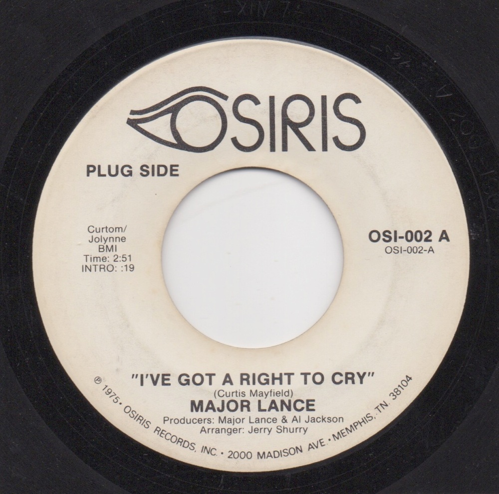 MAJOR LANCE - I'VE GOT A RIGHT TO CRY - PROMO