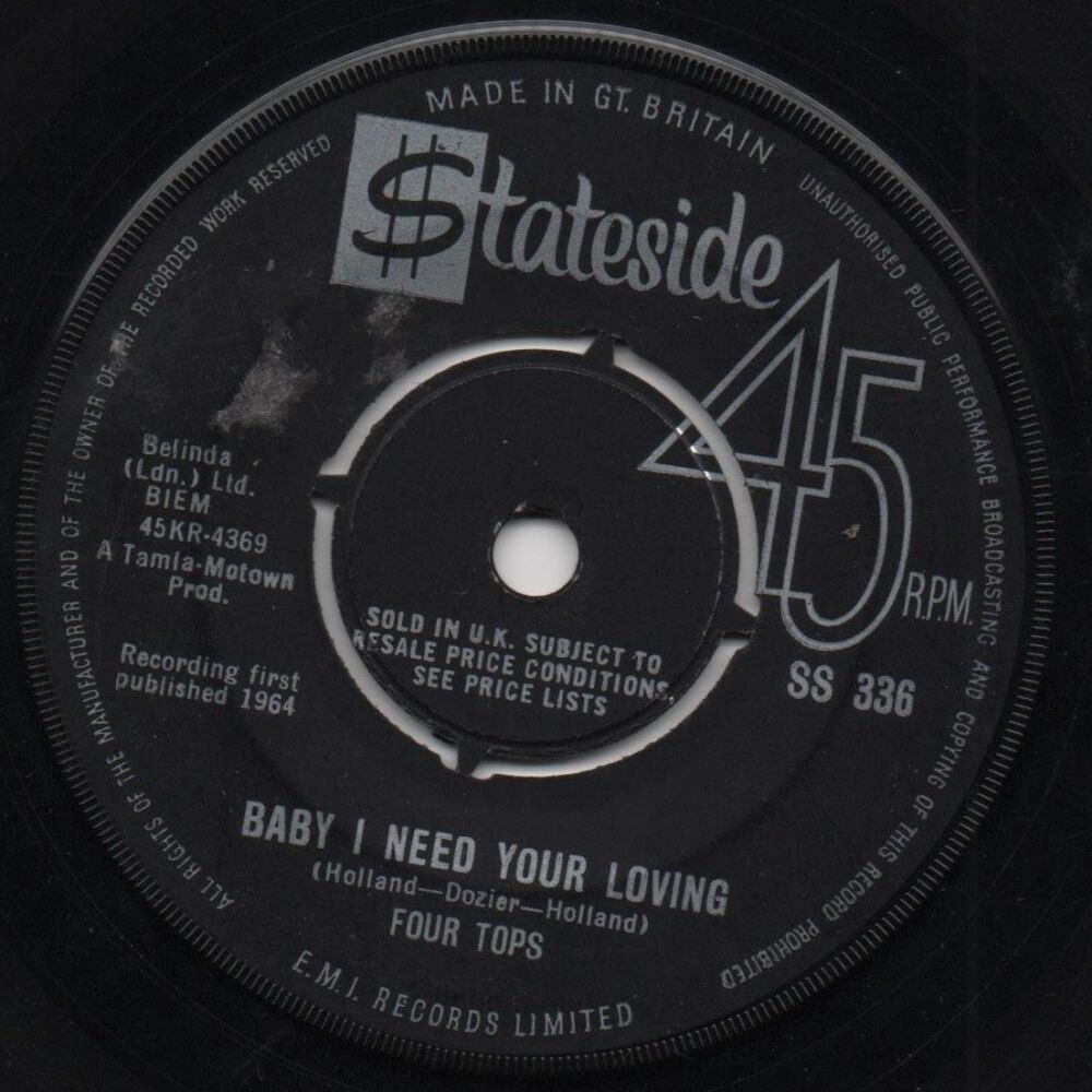 FOUR TOPS - BABY I NEED YOUR LOVING