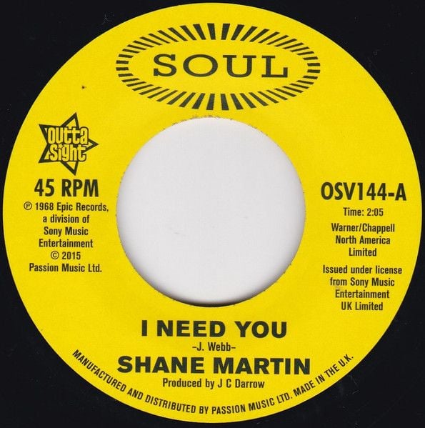 SHANE MARTIN / TAJ MAHAL - I NEED YOU / A LOT OF LOVE