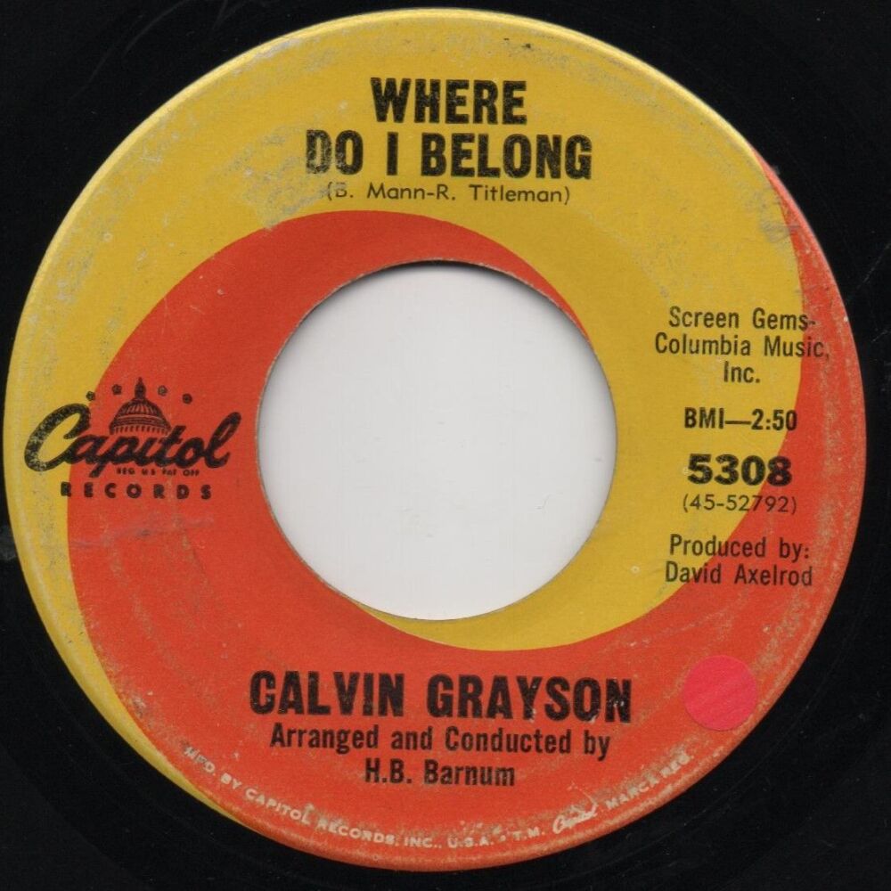 CALVIN GRAYSON - WHERE DO I BELONG