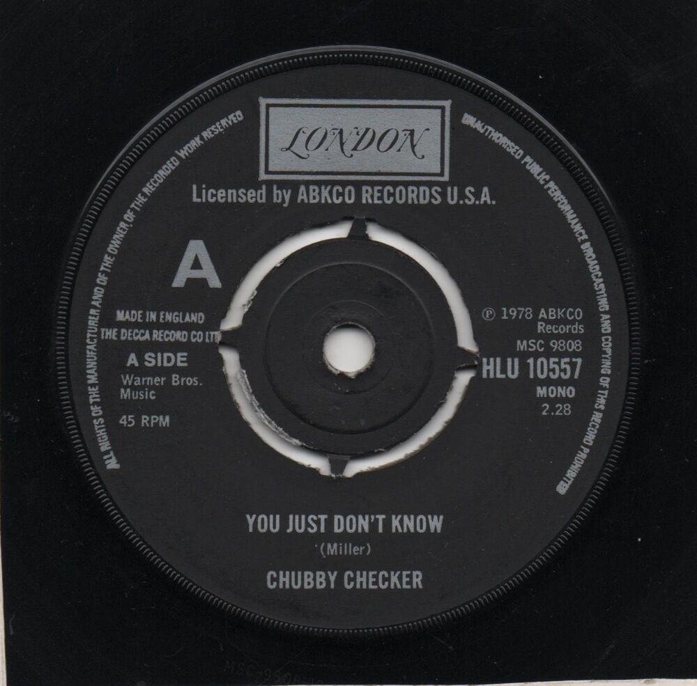 CHUBBY CHECKER - YOU JUST DON'T KNOW / TWO HEARTS MAKE ONE LOVE