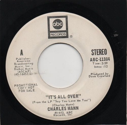 CHARLES MANN - IT'S ALL OVER