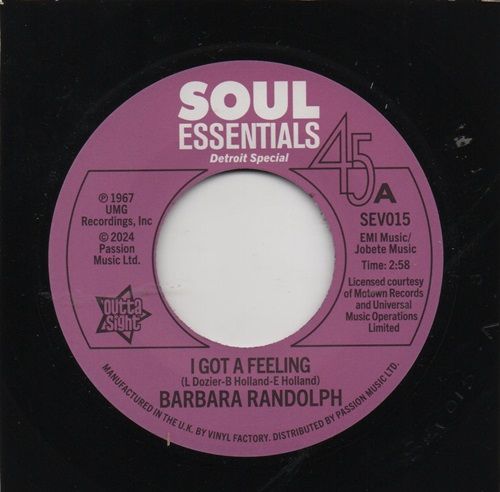 BARBARA RANDOLPH - I GOT A FEELING / MY LOVE IS YOUR LOVE (FOREVER)