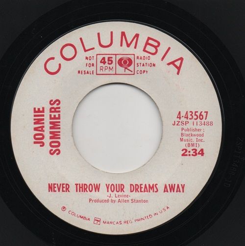 JOANIE SOMMERS - NEVER THROW YOUR DREAMS AWAY / YOU'VE GOT POSSIBILITIES