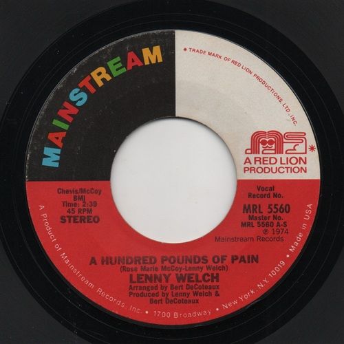LENNY WELCH - A HUNDRED POUNDS OF PAIN / A HUNDRED POUNDS OF PAIN