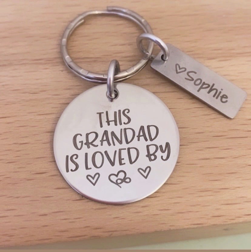 This Grandad is Loved By keyring with mini name tags