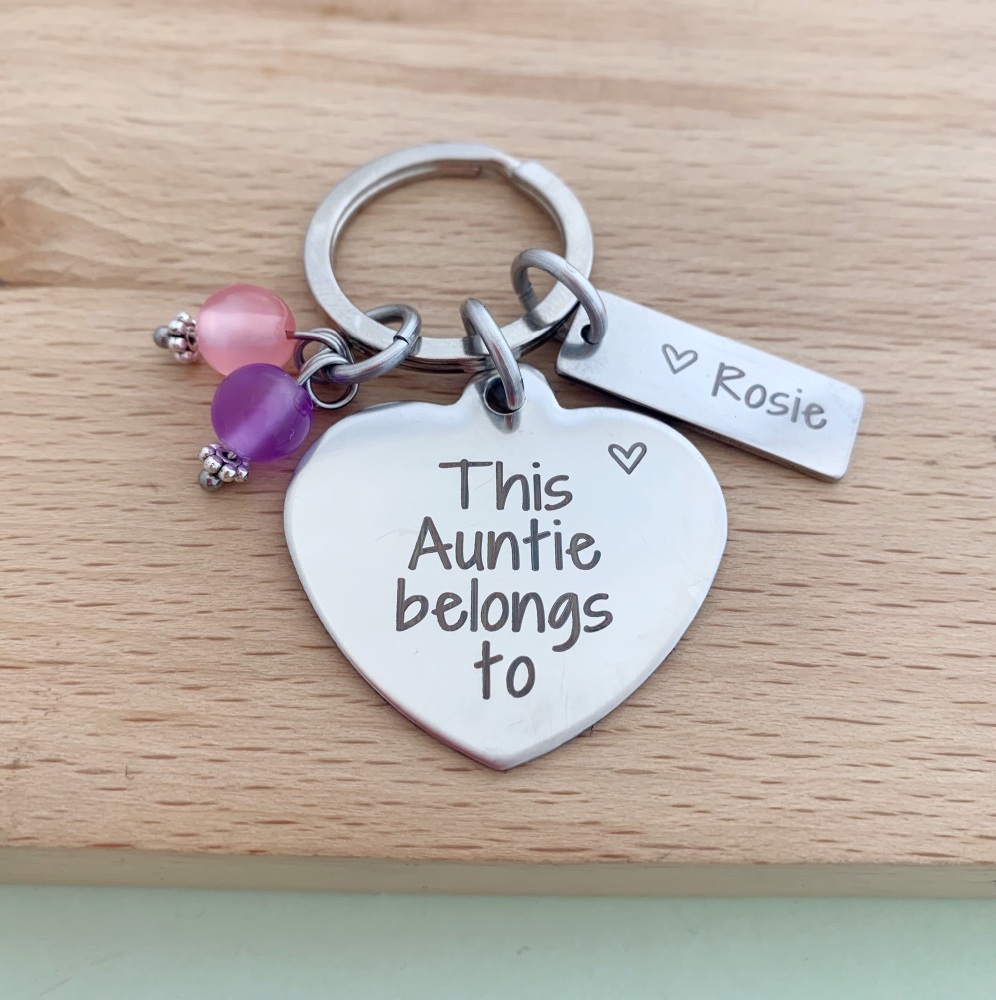 This Auntie Belongs To Keyring - With Beads