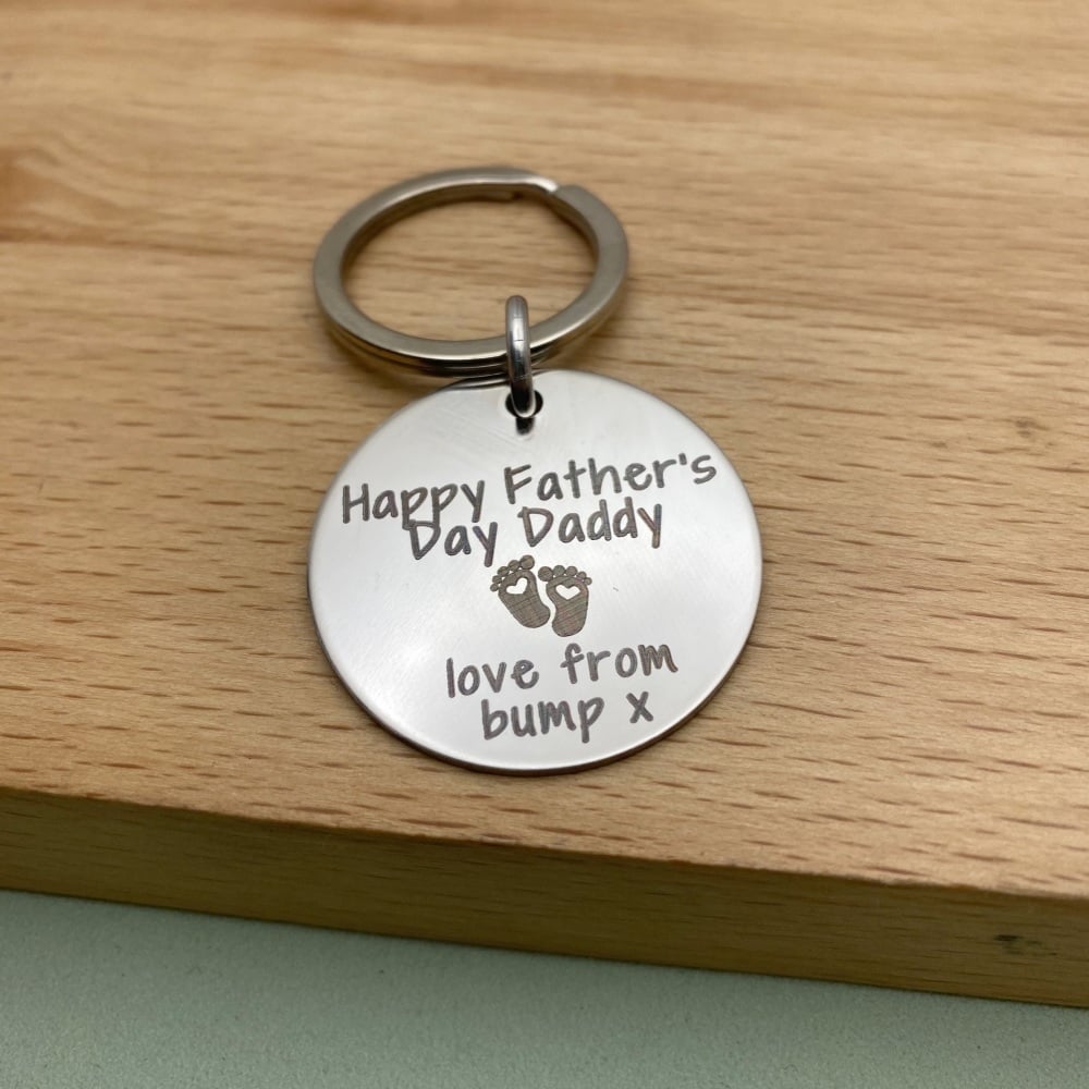 Happy Father’s Day Daddy From The Bump - Personalised Keyring