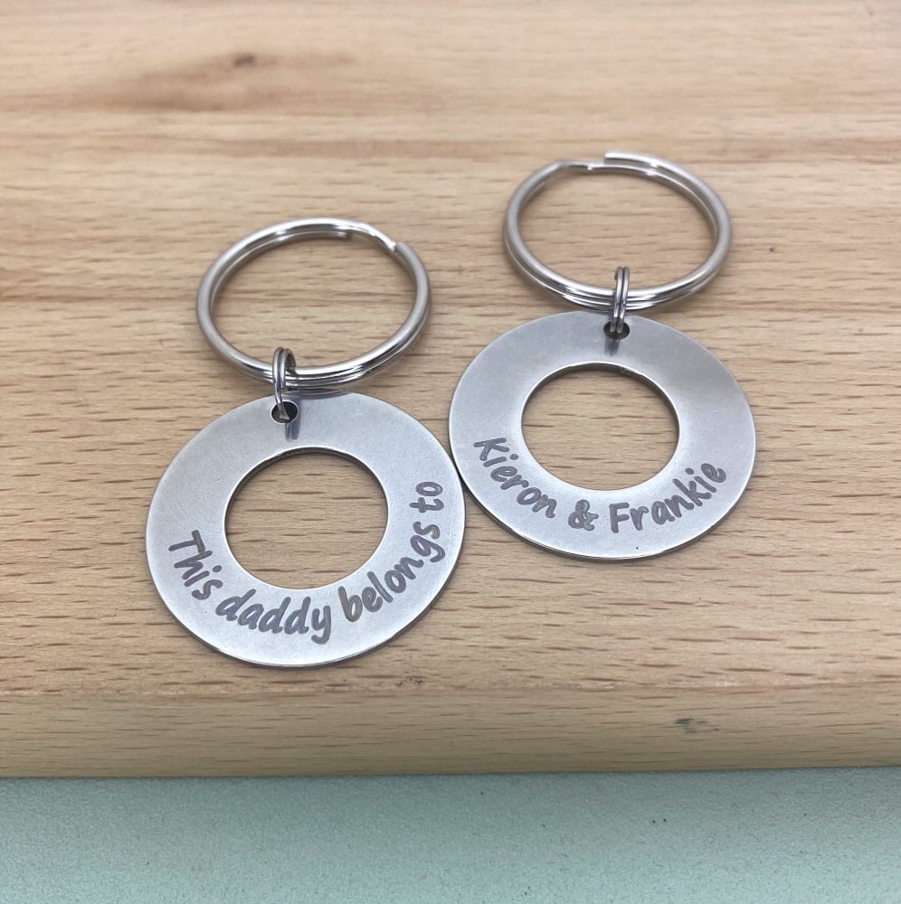 Washer keyring this daddy belongs to | double sided personalised keyring