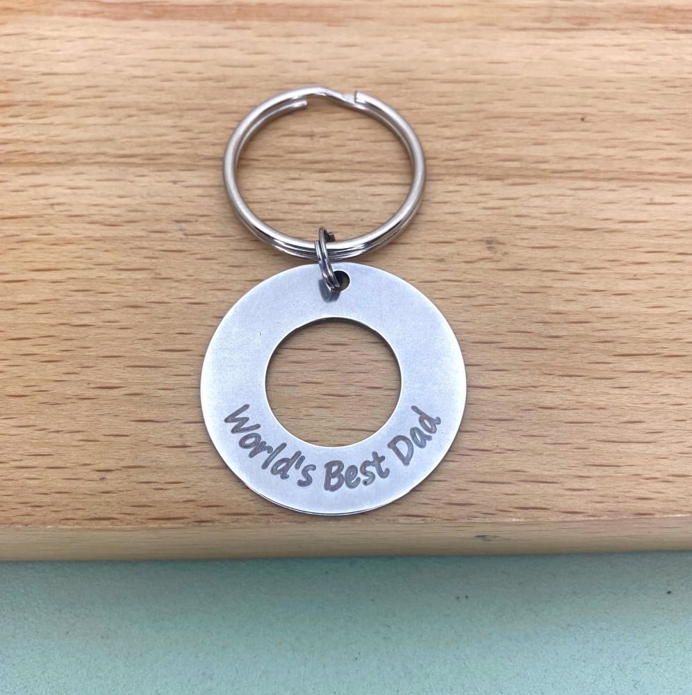 Washer keyring world's best dad | double sided personalised keyring