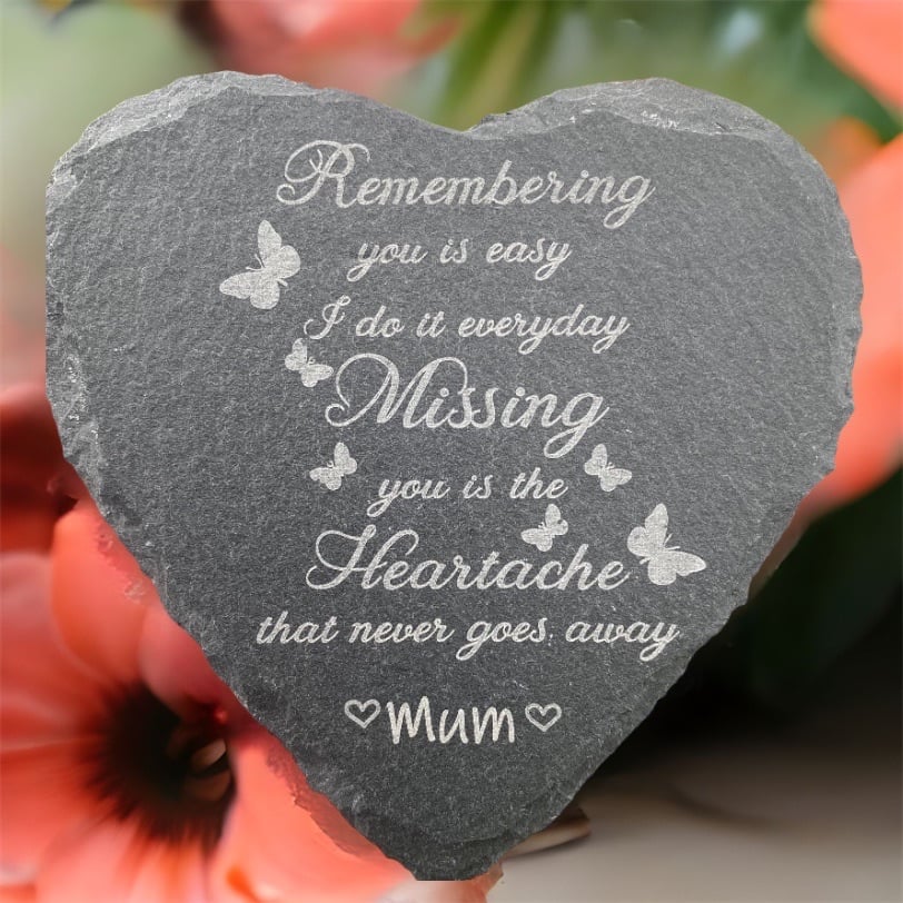 Remembering you | memorial slate heart ornament