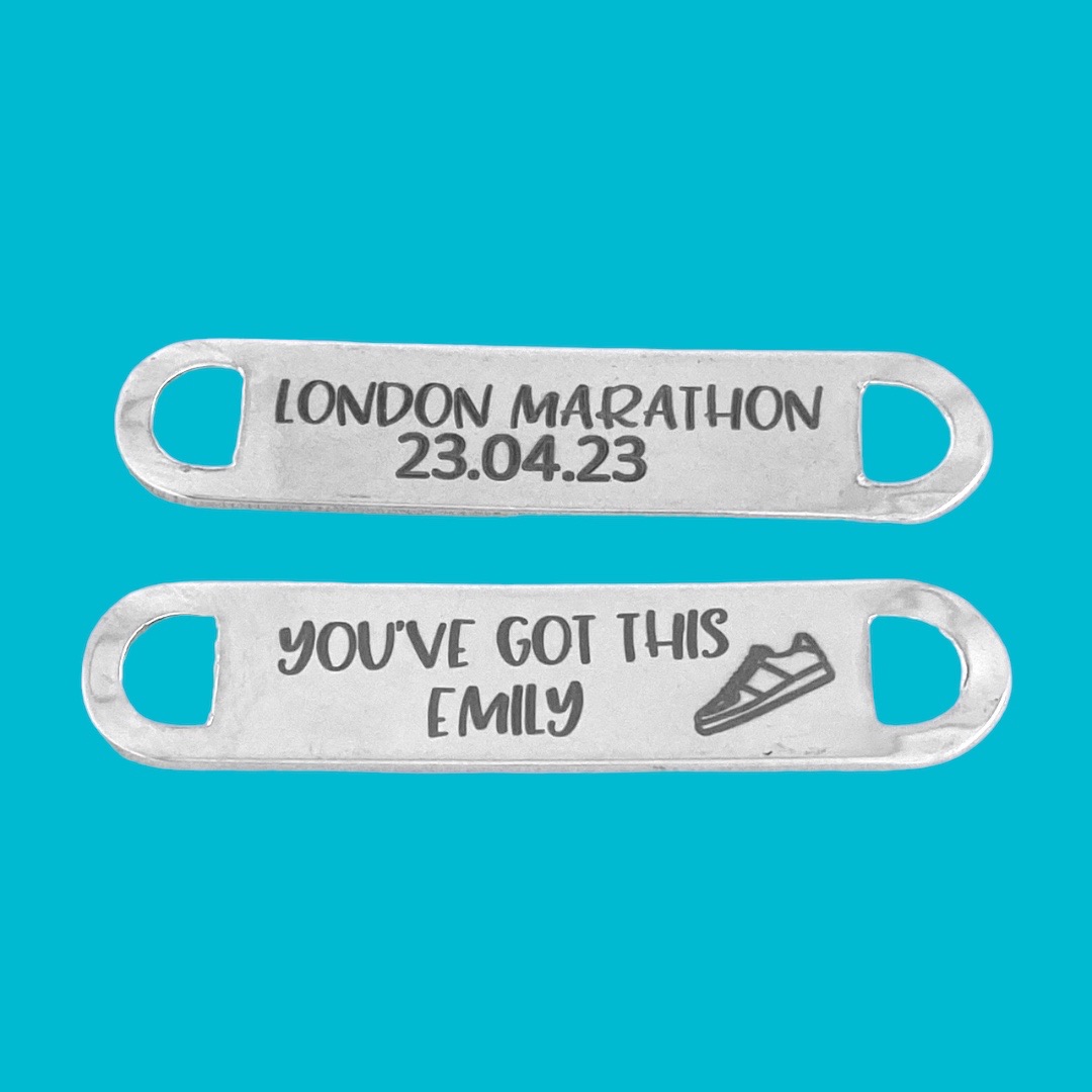 Metal Lace Tags  with name | London Marathon Runner Gift