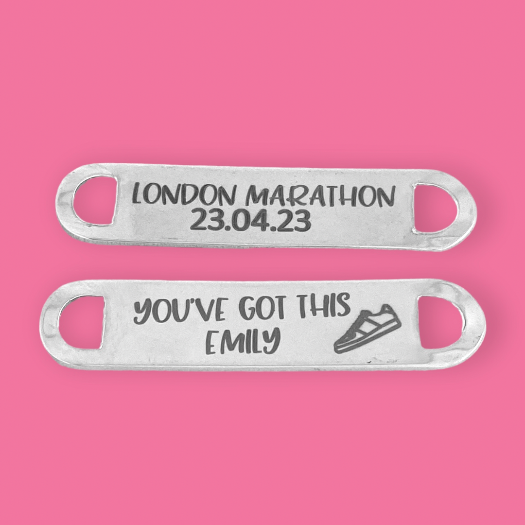 London marathon runner gift | personalised trainer tags